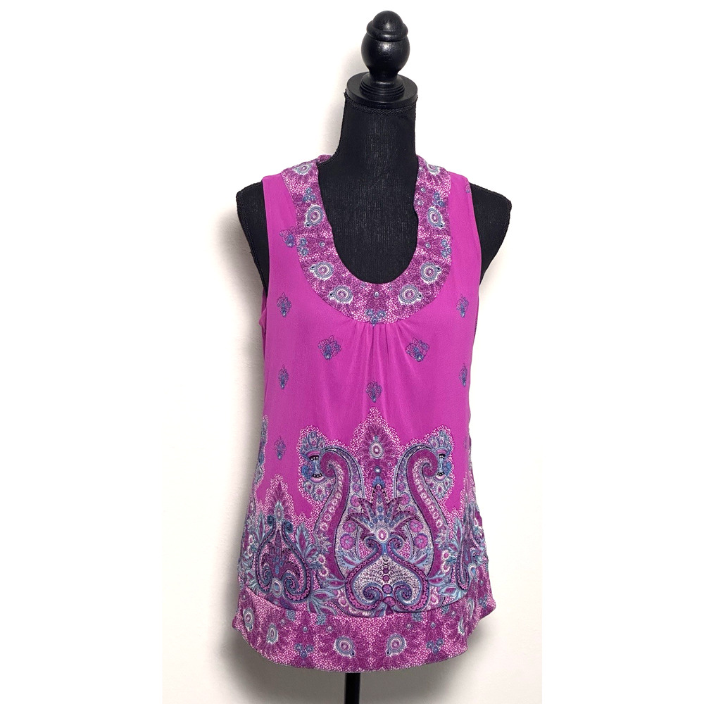 INC Women’s Lilac Purple Paisley‎ Sleeveless Pulloever Top Size S